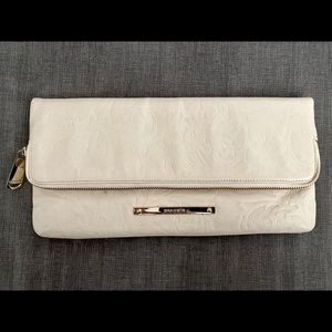 Brahmin off white floral embossed clutch - never used!